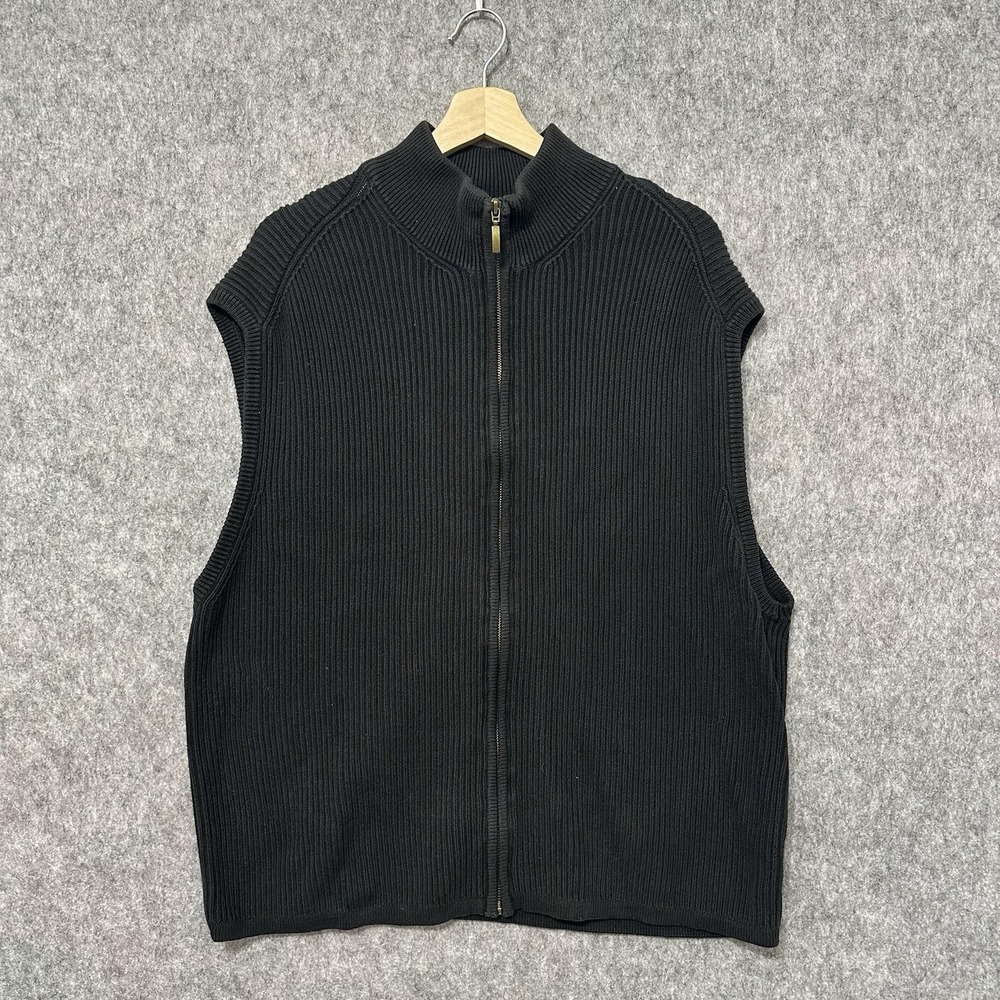 PGA Tour Signature Collection Black Full Zip Sweater Vest Men's Large Cotton‎